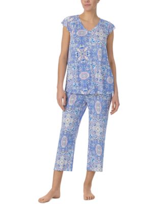 Ellen Tracy - Women's Printed Short-Sleeve Cropped Pajama Set