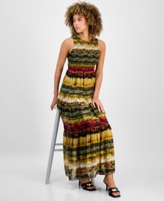 Women's Printed Smocked Sleeveless Maxi Dress