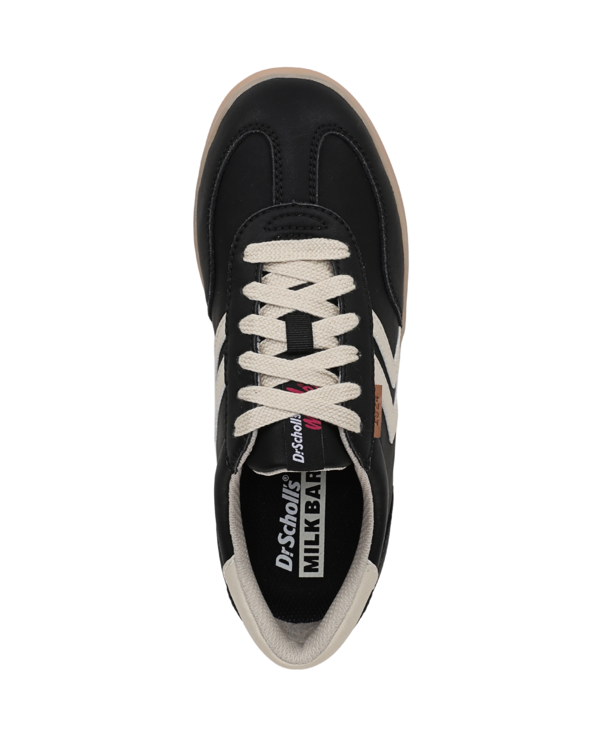 Shop Dr. Scholl's Women's X Milk Bar Rebel Sport Low Profile Lace Up Sneakers In Black,white Leather
