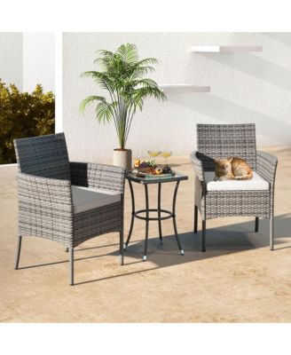 Set of 2 Patio Rattan Arm Dining Chair Cushioned Sofa Furniture