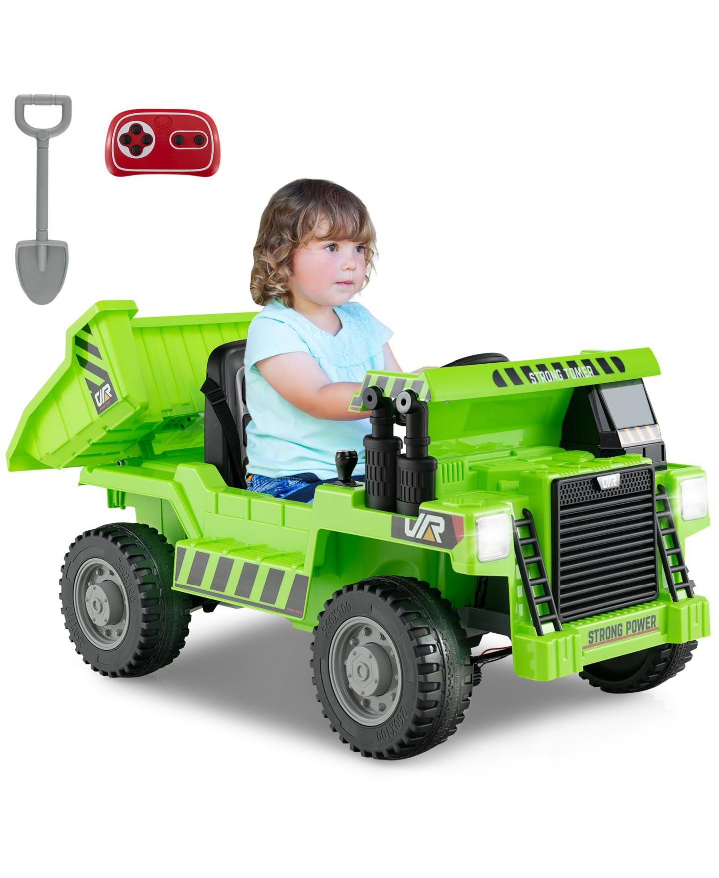 Детская игрушка HONGGE 12V Kids Ride-On Dump Truck with Electric Dump Bed and Remote, цвет: Зелёный — фото 11
