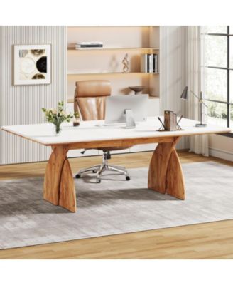 Executive Office Desk, Large Computer Desk, Modern Wood Desk with Heavy Duty Legs, Laptop Desk Study Writing Table Business Furniture, Work Desk for Home Office