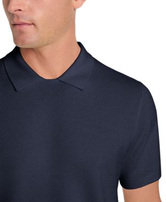 Men's Short Sleeve Waffle Knit Polo Sweater