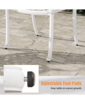 4pcs Patio Cast Aluminum Armrest Chairs Dining Stackable Outdoor White