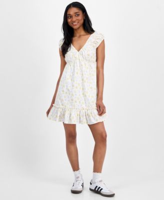 Juniors' Printed Babydoll Mini Dress