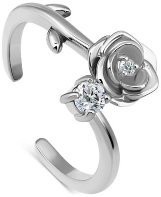 Cubic Zirconia Rose Adjustable Toe Ring in 18k Gold-Plated Sterling Silver (also in Sterling Silver)