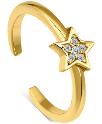 Cubic Zirconia Star Adjustable Toe Ring in Sterling Silver (also in 18k Gold-Plated Sterling Silver)