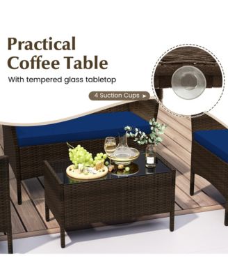 8 Piece Outdoor Wicker Furniture Set Patio Rattan Conversation Set  w/ Chair  Loveseat Cushions