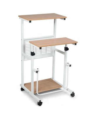 Height Adjustable Mobile Computer Stand-Up Desk with 2 Modes