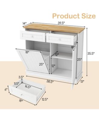 Kitchen Tilt Out Trash Cabinet with 2 Drawers and Adjustable Shelf