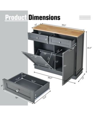 Kitchen Tilt Out Trash Cabinet with 2 Drawers and Adjustable Shelf