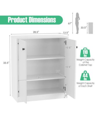 2 Door Storage Base Cabinet with 3-Tier Shelf