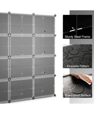12-Cube 48 Pairs Portable Shoe Shelves with Hook