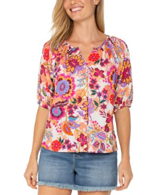 Liverpool Los Angeles - Women's Floral Short-Sleeve Blouse