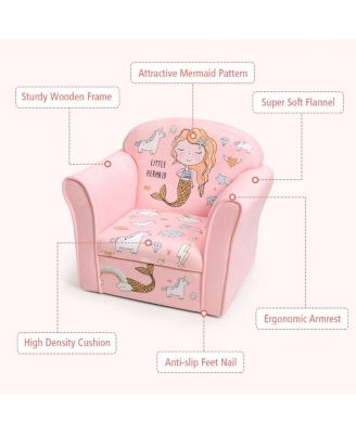 Kids Mermaid Armrest Couch Upholstered Sofa