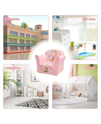 Kids Mermaid Armrest Couch Upholstered Sofa