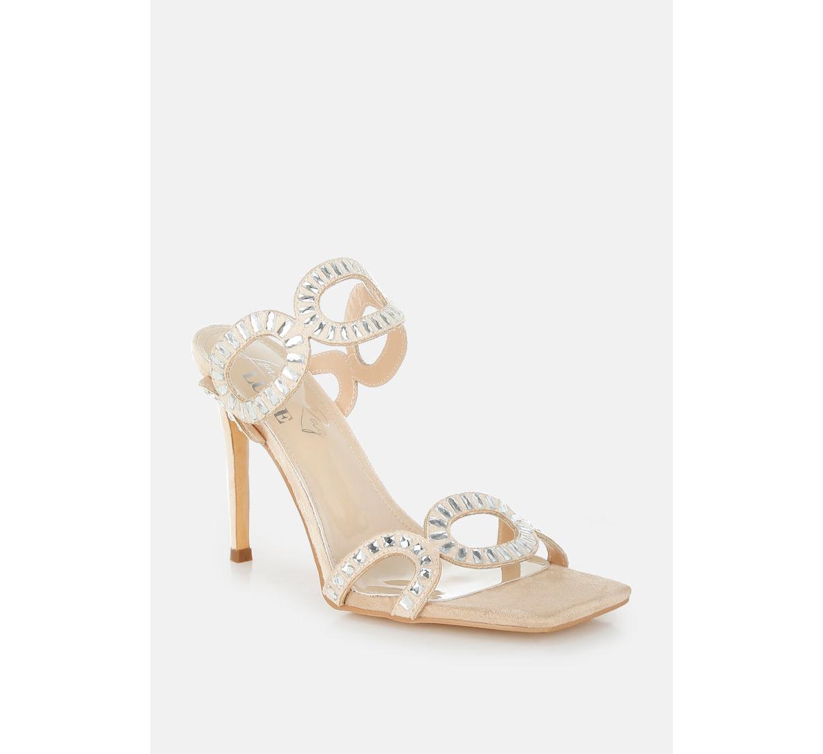 Romashka Cut Out Detail Stiletto Heel Sandals - Beige