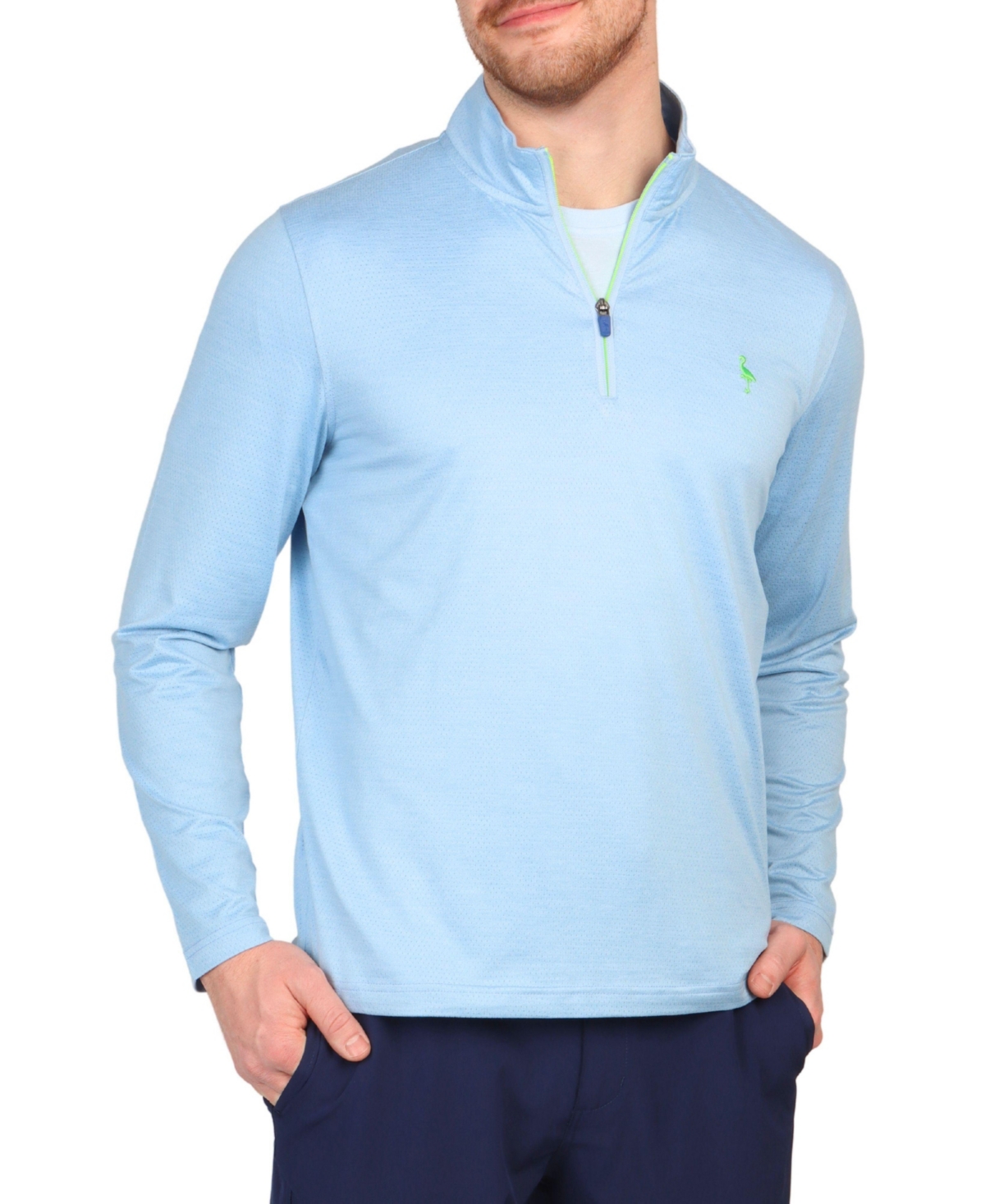 Men's Perforated Mesh Performance Quarter Zip - Lt blue