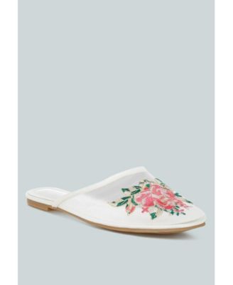Shara Floral Embroidered Mesh Mules