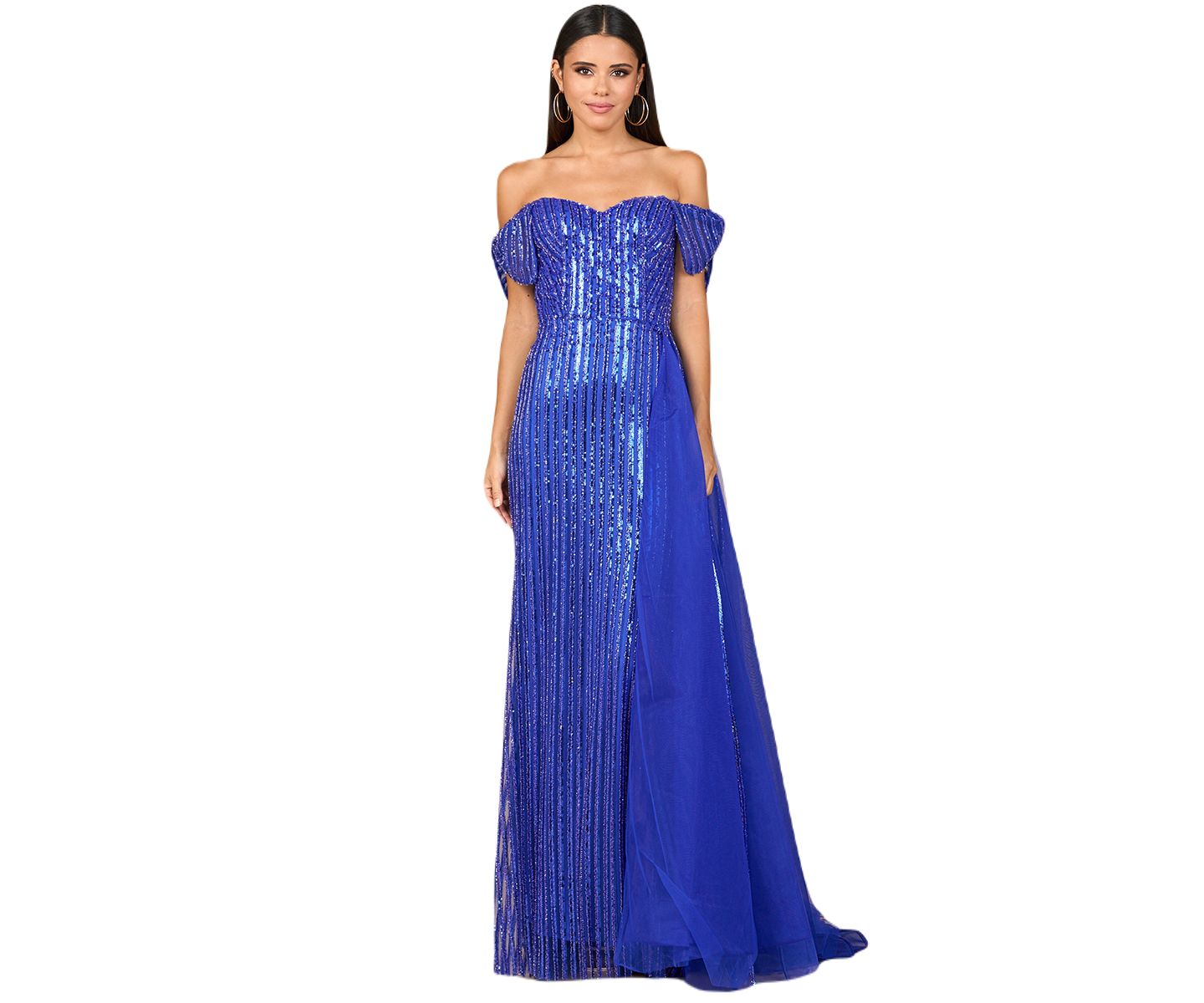 Женское платье Lara Off Shoulder Fitted Gown, цвет: Тёмный шалфейный — фото 1