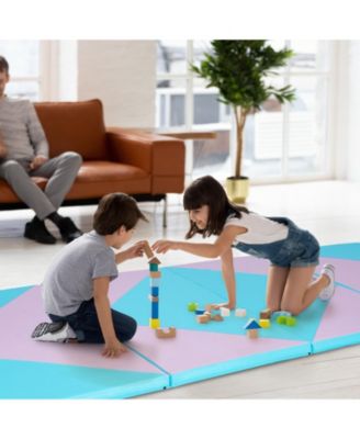 4-Panel PU Leather Folding Exercise Gym Mat with Hook and Loop Fasteners