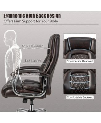 Height Adjustable Big and Tall Office Chair Computer Desk Chair with Metal Base