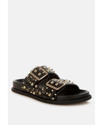 Jayata Metallic Stud Embellished Sliders