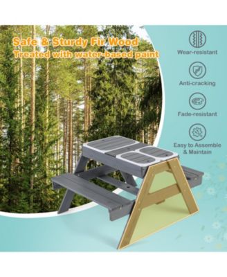 Kids Picnic Table Set with 3 Removable Bins