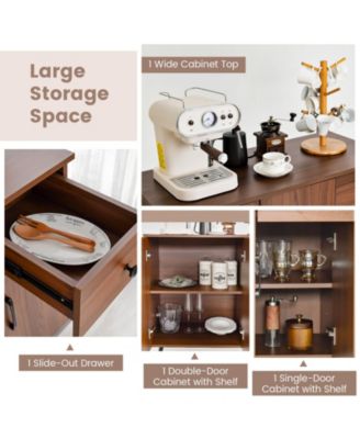 Sideboard Cabinet with 3 Doors and Pull out Drawer Adjustable Shelves