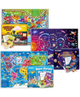 3X Set Learning Board Games for Kids 6-8 - Educational Trivia Cards Ages 8-12