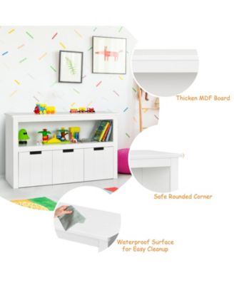 Kid Toy Storage Cabinet 3 Drawer Chest with Wheels Large Storage Cube Shelf