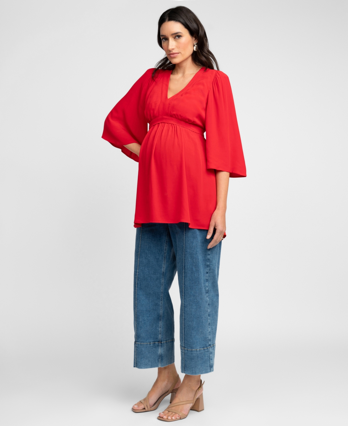 SERAPHINE WOMEN'S MATERNITY FLUTTER SLEEVE WRAP TOP 