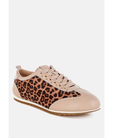 Женские кроссовки Rag & Co Narati Leopard Print Real Leather, цвет: Коричневый
