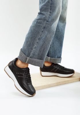 Womens Athion Studded Real Leather Sneakers