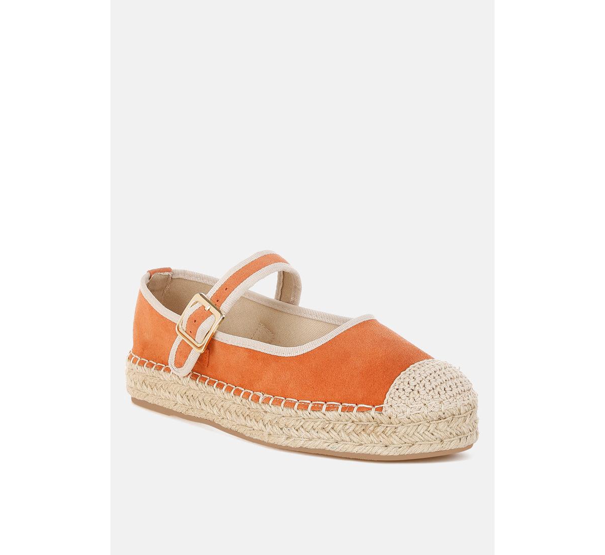 Bolean Soft Suede Leather Mary Jane Espadrilles - Tan