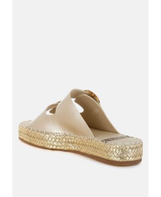 Miova Metallic Buckle Detail Espadrille Flatforms