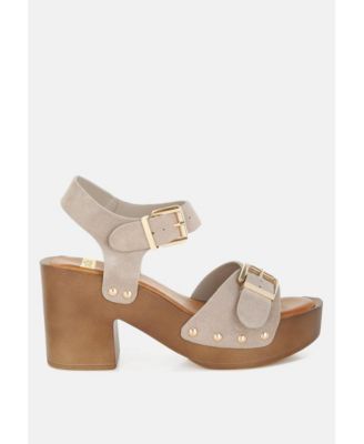 Womens Lhasa Real Suede Leather Clog Sandals