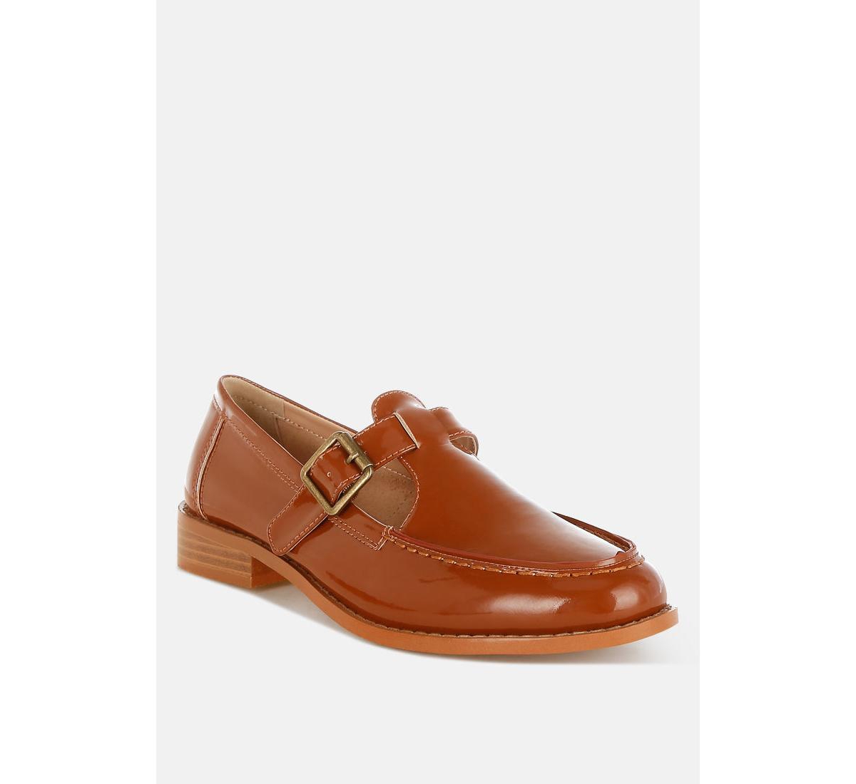Swenson Patent Pleather Mary Jane Loafers - Brown