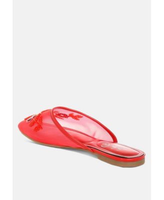 Nahra Mesh Sequin Beaded Mules