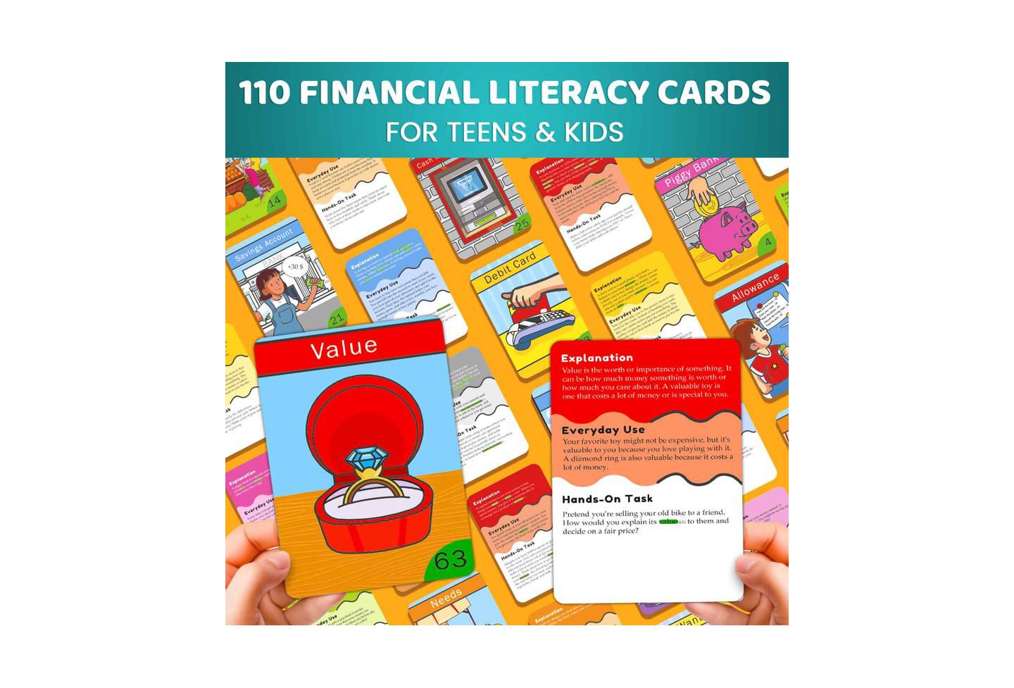 Детские игрушки Quokka ABC Learning Flash Cards, 225-Piece, Ages 2+, цвет: Financial Literacy — фото 2