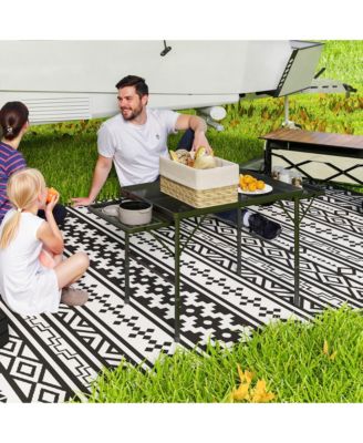 Folding Grill Table, 4.5 ft Portable Camping Table w/ Wing Panels