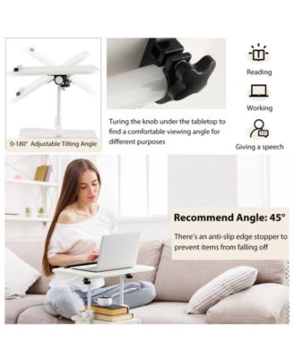 Adjustable Mobile Standing Desk Cart with Tilt Desktop and Cabinet