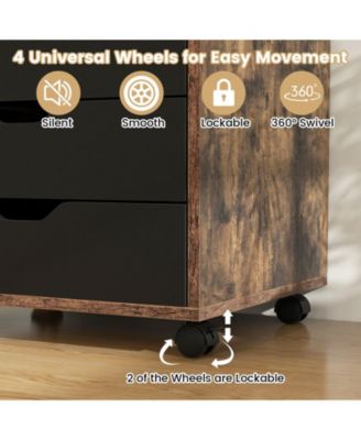 5 Drawer Mobile Lateral Filing Storage Home Office Floor Cabinet with Wheels