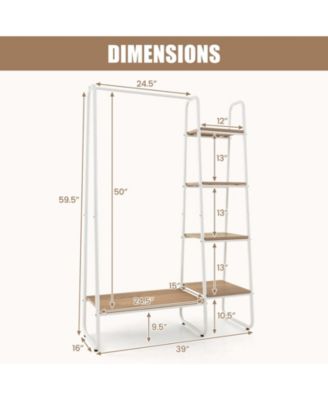 Clothes Rack Free Standing Storage Tower with Hanging Bar