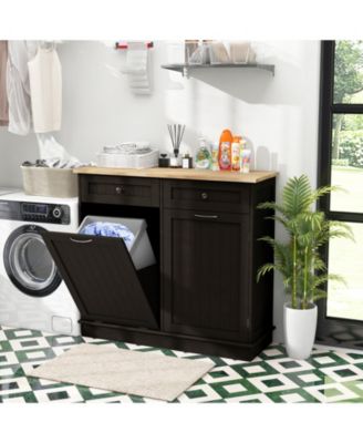 Kitchen Tilt Out Trash Cabinet with 2 Drawers and Adjustable Shelf