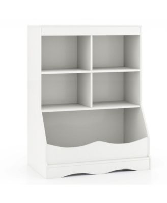 34.5" Kids Bookshelf with 5 Bins for Playroom and Living Room