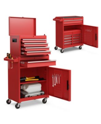 2-in-1 Rolling Tool Chest with 5 Sliding Lockable Drawers