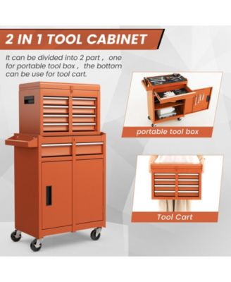 2-in-1 Rolling Tool Chest with 5 Sliding Lockable Drawers
