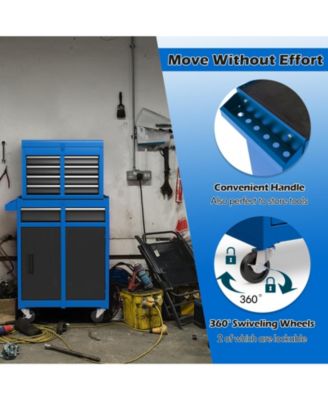 2-in-1 Rolling Tool Chest with 5 Sliding Lockable Drawers