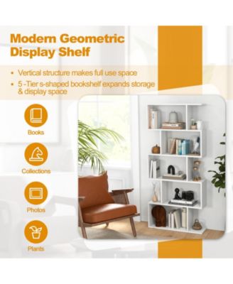 5-Tier Bookshelf with Anti-Toppling Device for Living Room Home Office